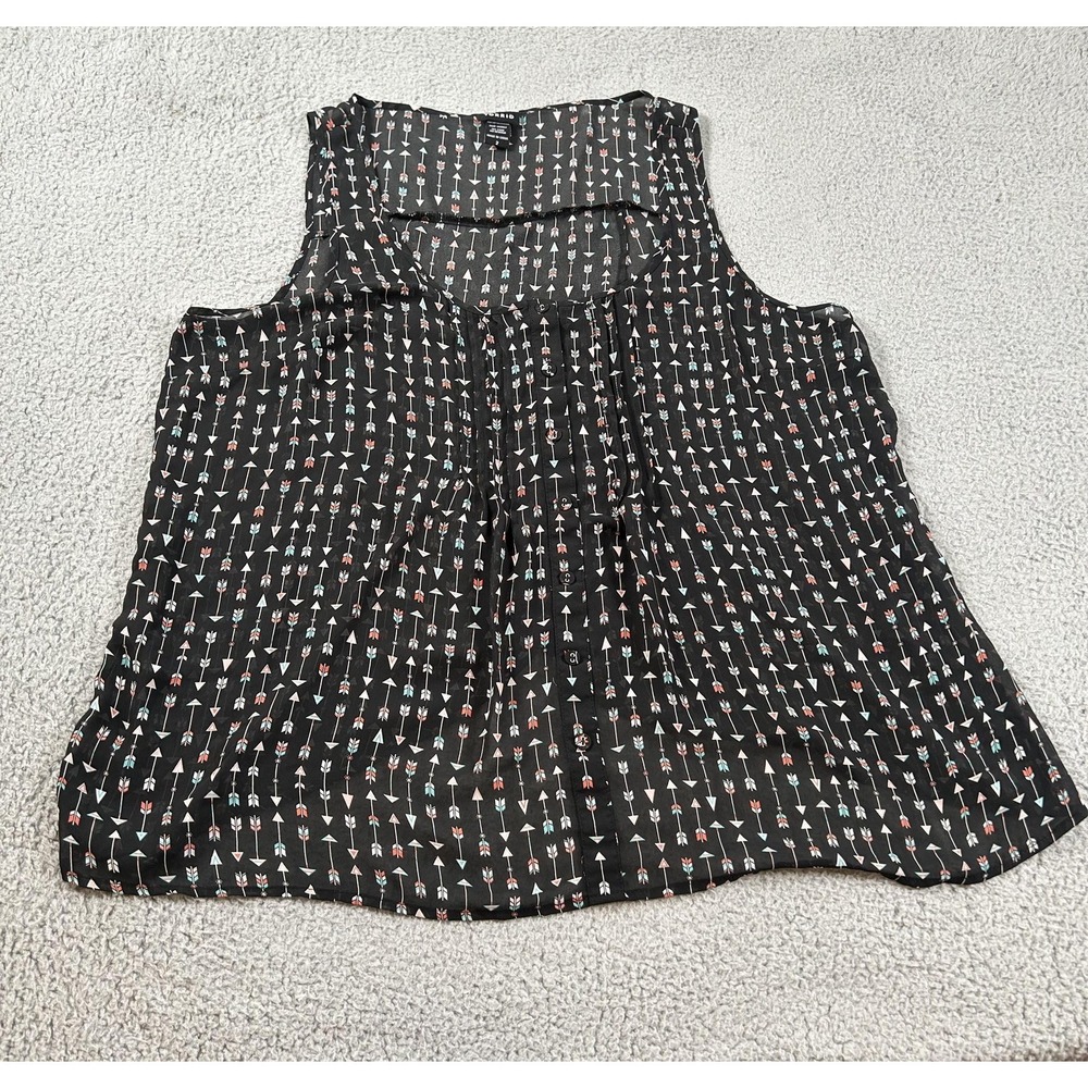 Torrid Shirt Womens‎ 2  Black Arrow Print Sleeveless Sheer Split Back Top